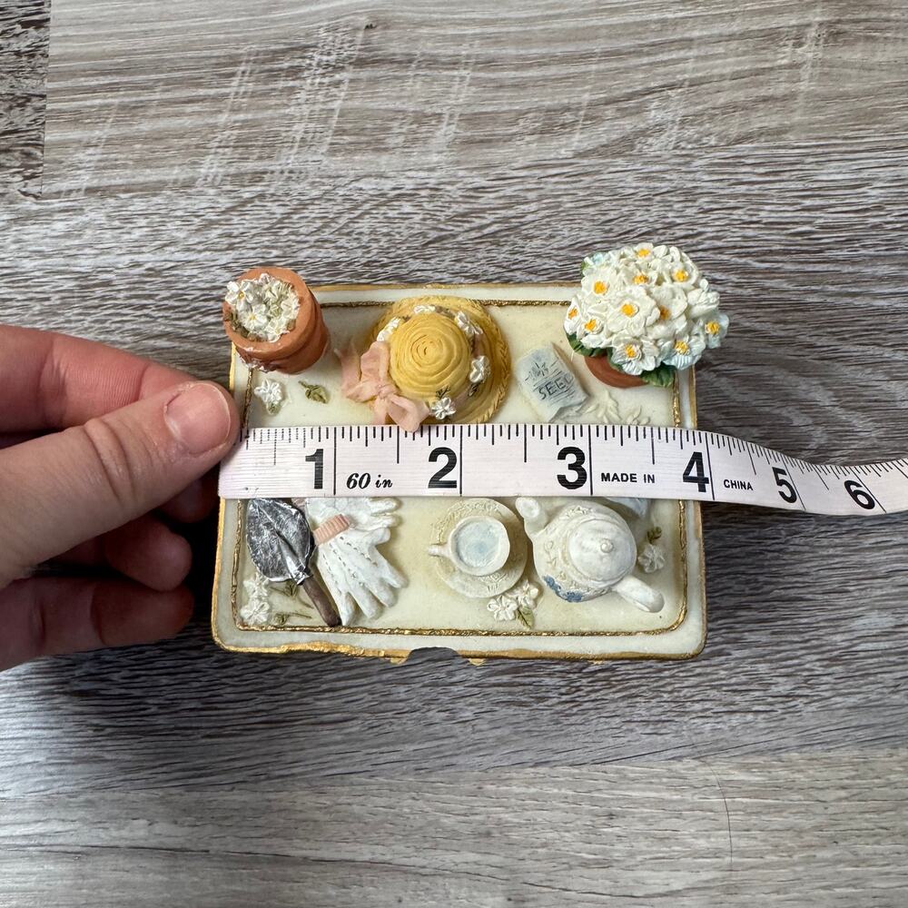 Vintage Dezine Miniature Tea Party Trinket Box Floral Cottagecore Decor - Picture 9 of 9